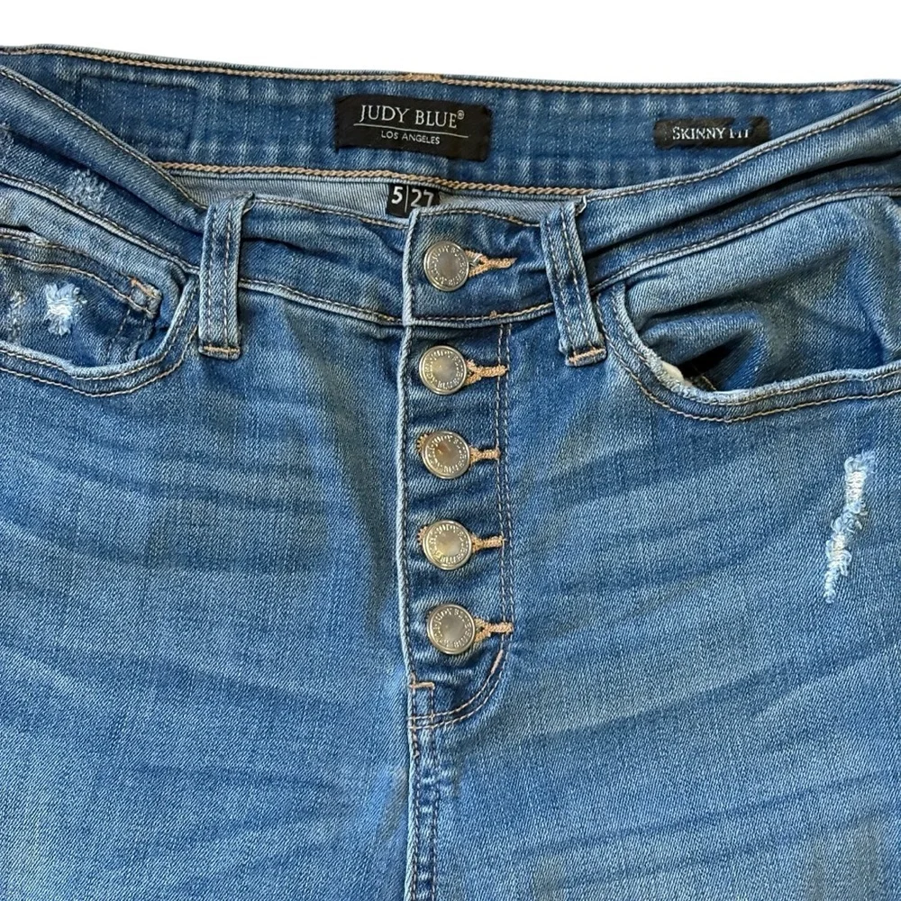 Judy Blue Womens Skinny Stretch Denim High Rise Jeans 5/27 Button Fly #JB8281MD - Picture 2 of 9